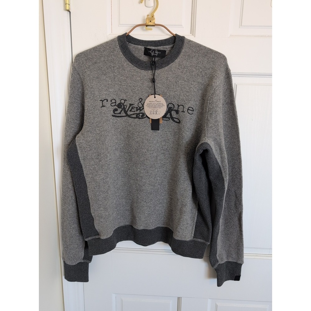 Rag & Bone Gray Crewneck Logo Sweater - Men's